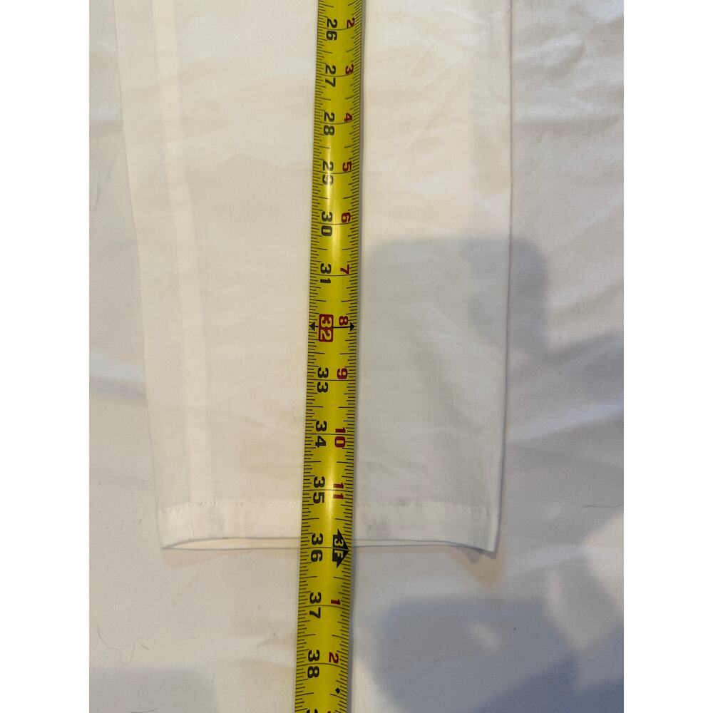 Theory Treeca Eco Crunch Wash White Linen Blend Drawstring Cropped Pants Women M - Picture 9 of 9